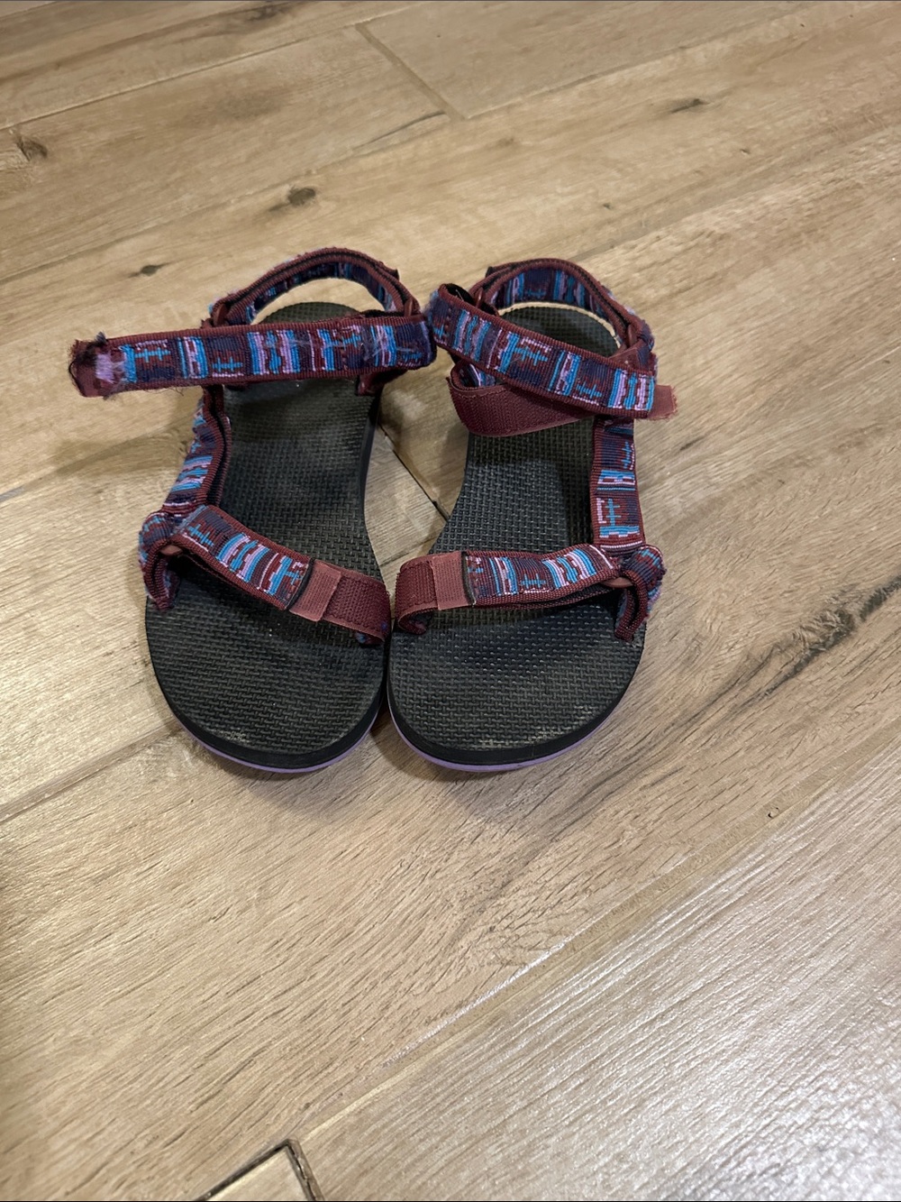 Teva Purple Sole Patterned Strap Sandals